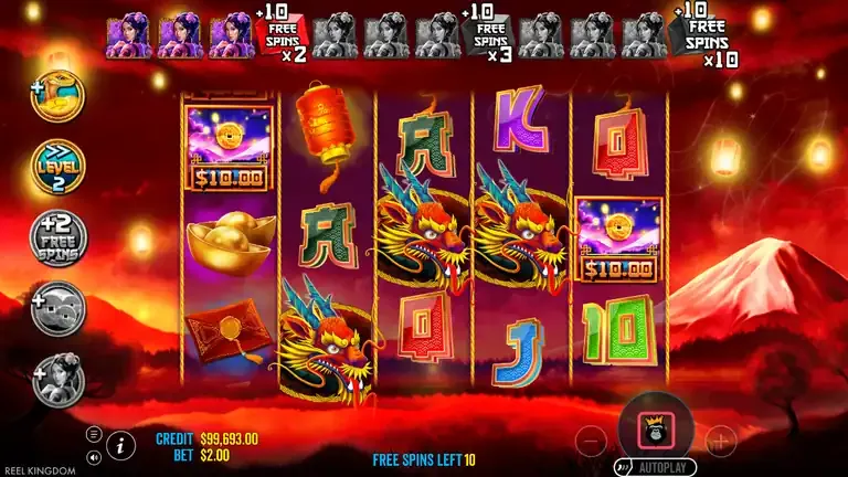 Floating Dragon Year of the Snake spin 1318: credit $99,693.00 at $2.00 bet, the session low at the bottom of the dry streak
